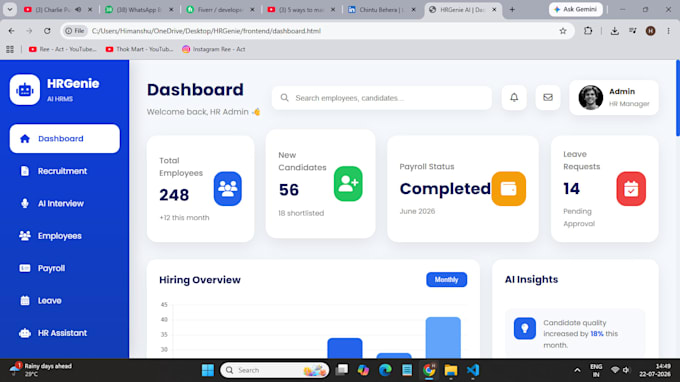 built a responsive website using HTML CSS javascript