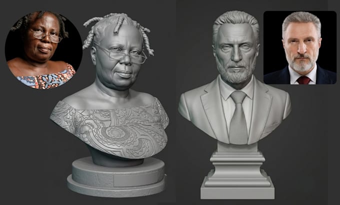 create realistic 3d head bust model from your photo for 3d printing