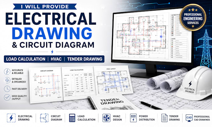 create electrical drawing, circuit diagram, load calculation and tender drawing