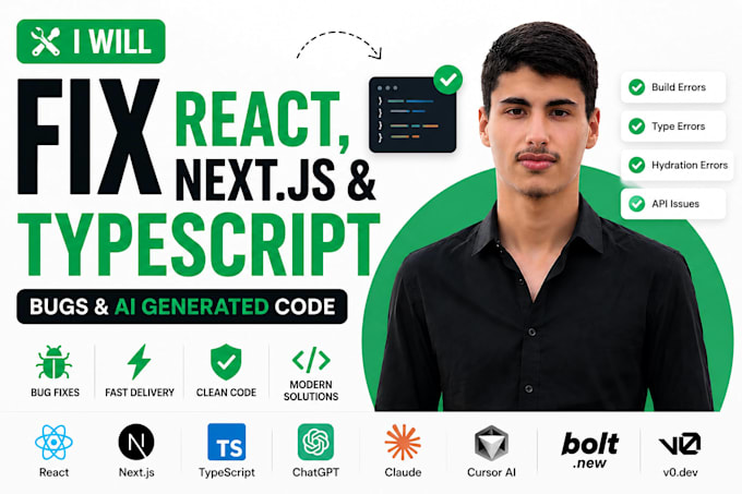 fix react nextjs and typescript bugs including ai generated code