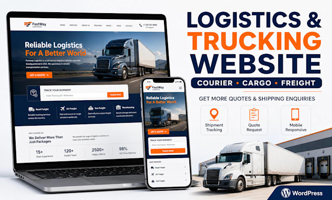 design logistics trucking courier and cargo wordpress website