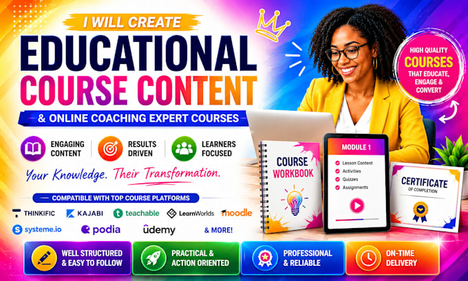 create advance educational course, online coaching, course content creator