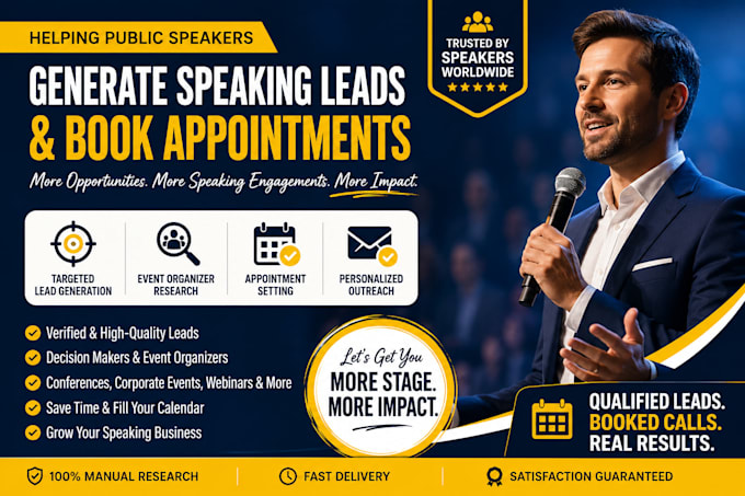 generate speaking leads and book appointments for public speakers