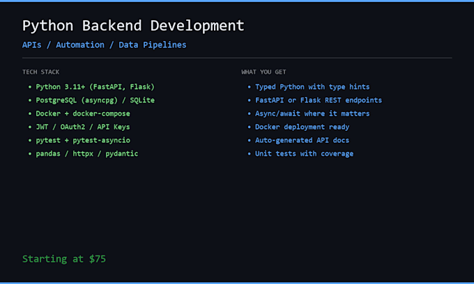 build your python API, automation script, or data pipeline