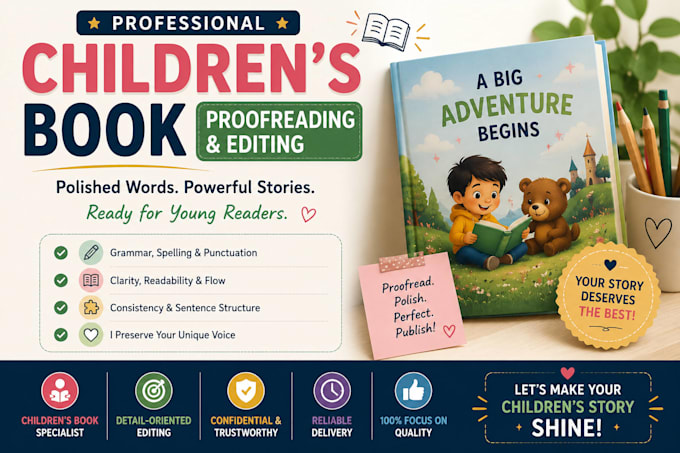 proofread and edit your children book as KDP children book editor