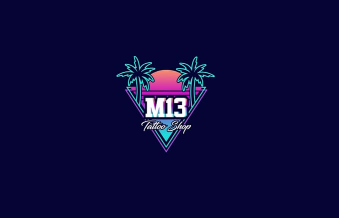 design neon style tattoo shop logo