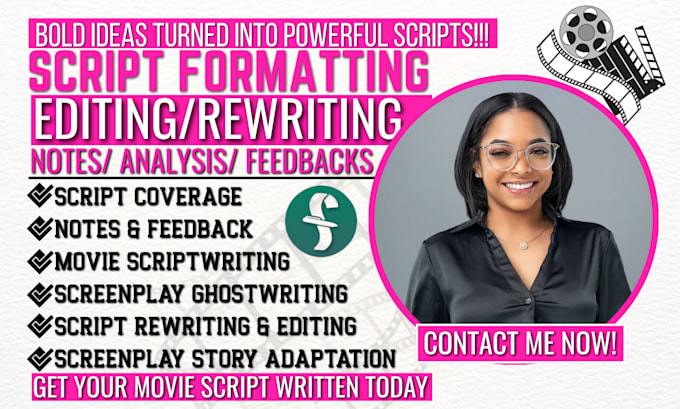 edit proofread movie script, format screenplay screenwriting feature film script