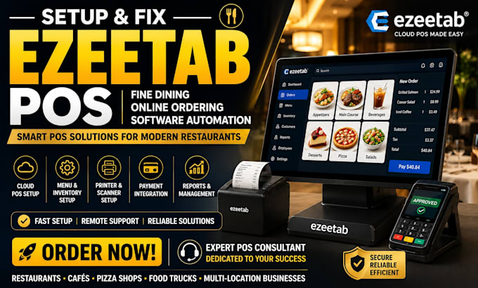 setup restaurant ezeetab pos fix fine dining online ordering software automation