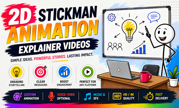 create professional 2d stickman animation