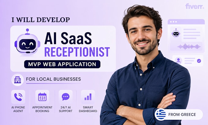 develop a clean ai saas receptionist mvp web application for local businesses