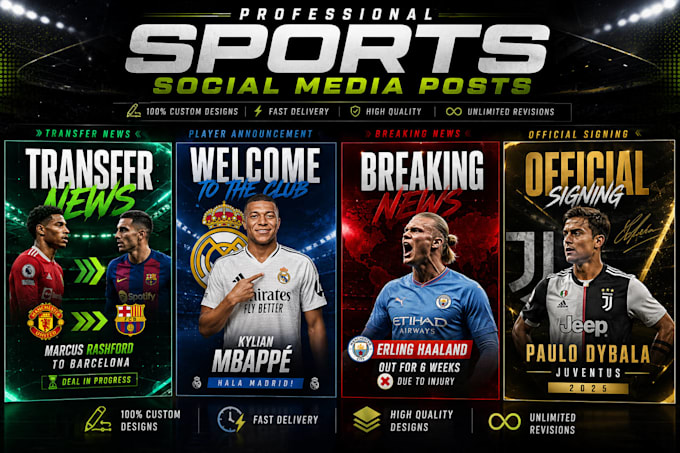 design professional sports social media posts