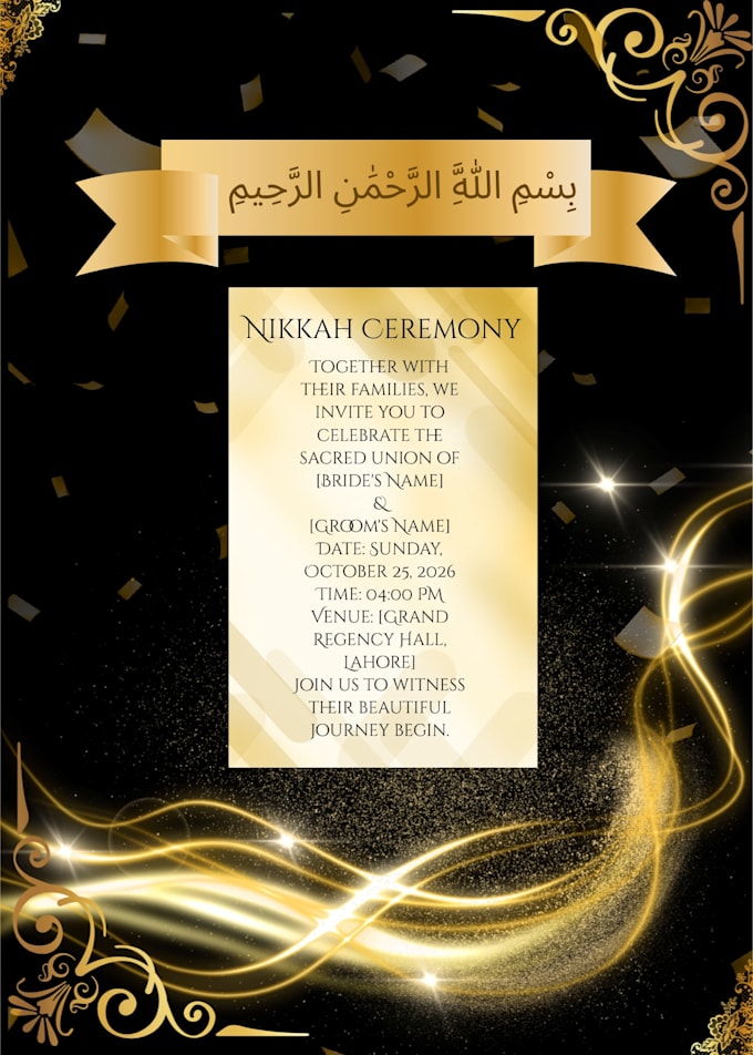 design an elegant digital wedding invitation card for you