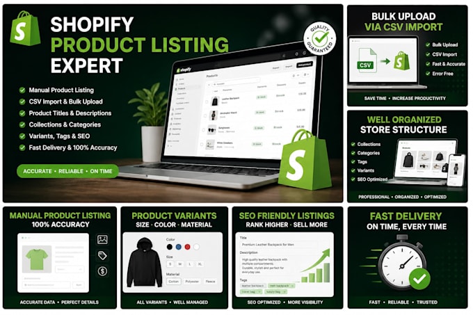 do shopify product listing, product upload and CSV import