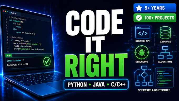build or fix projects in python, java, c and c plus