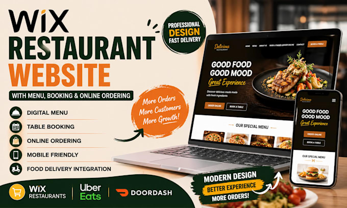 design wix restaurant website with menu, booking and online ordering