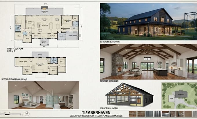 design luxury barndominium floor plans and 3d models