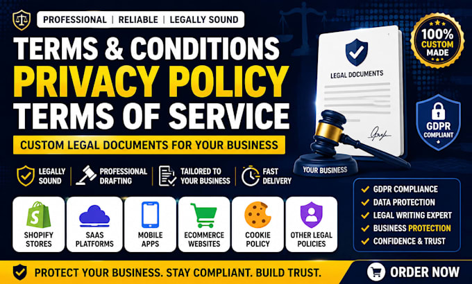 write terms and conditions privacy policy gdpr for shopify saas app website