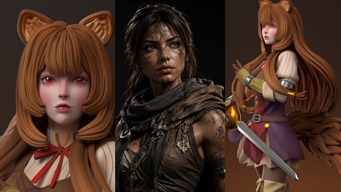 realistic stylized 3d game character 3d modeling npc for unity unreal engine