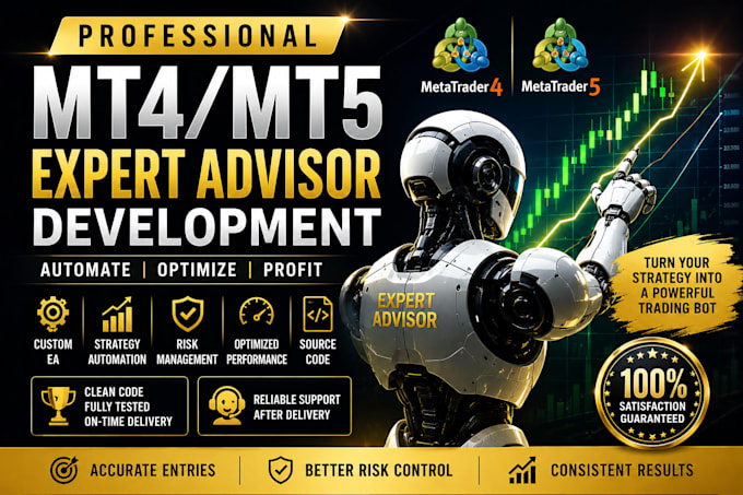 develop mt4 mt5 expert advisor, trading bot, mql4 mql5 eas