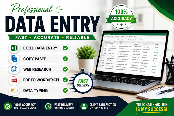 do excel data entry, data typing and web research