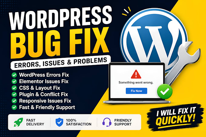 fix wordpress bugs, errors, issues and website problems