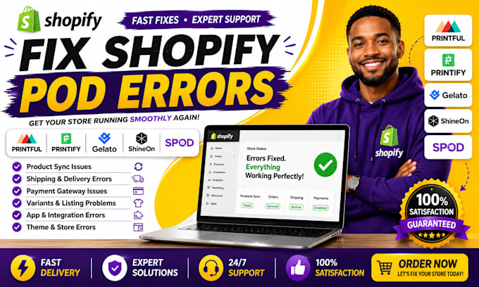 fix shopify print on demand errors printful printify gelato shineon spod