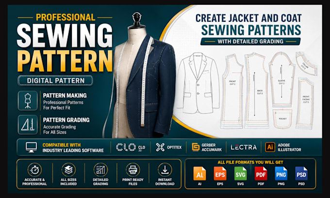 create custom sewing patterns and grading for apparel production