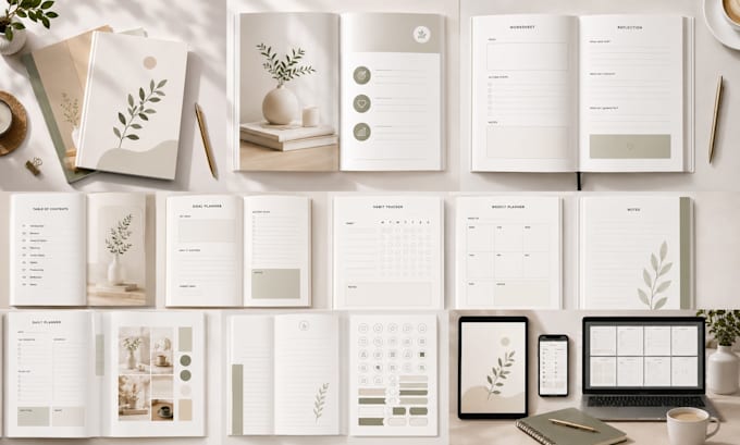 esign minimalist workbook, planner and canva journal
