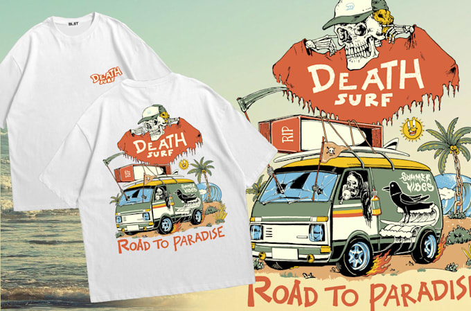 design retro surf t shirts for your summer streetwear brand