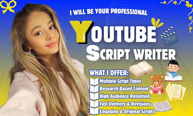 write youtube script, video script, movie script, ads script you tube manuscript