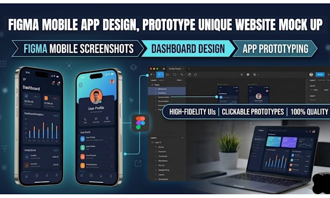 figma mobile app design, prototype unique website mock up