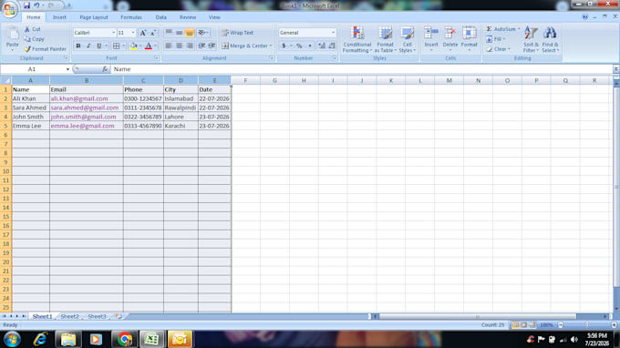 microsoft excel data entry and formatting