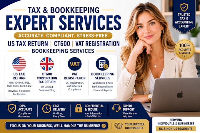 prepare US tax return, ct600, vat registration, bookkeeping services