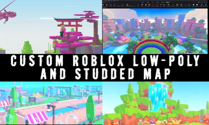 build custom low poly map, studded map with terrain, landscape for roblox game