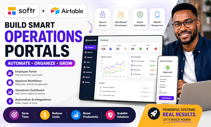 build softr airtable operations portal dashboard approval workflow system