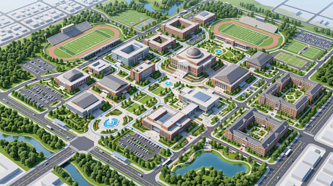 design a custom campus wayfinding and university navigation map, school city map