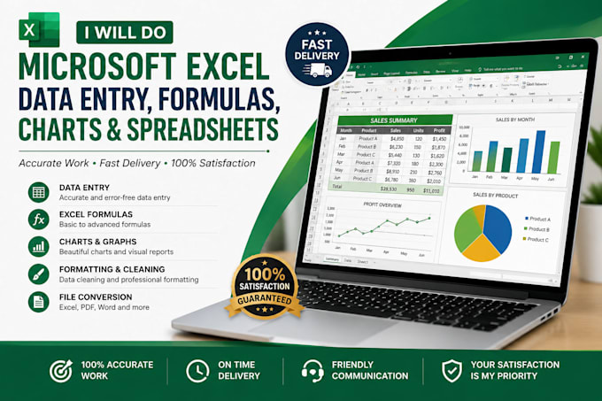 do microsoft excel data entry,formulas,charts, and spreadsheet formatting