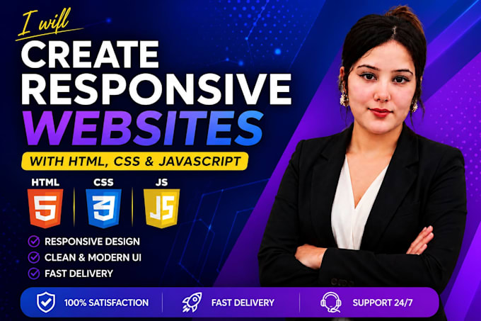 create responsive websites using HTML CSS javascript