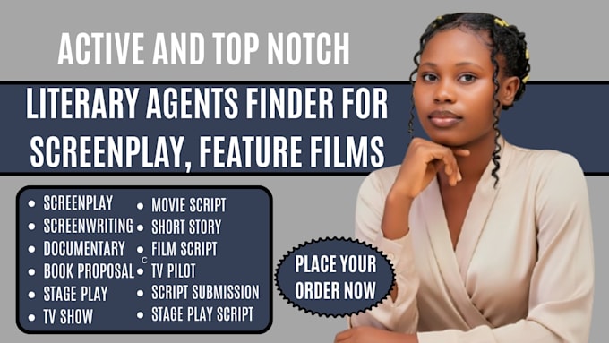 find top notch active literary script agents for your feature film, screenplay