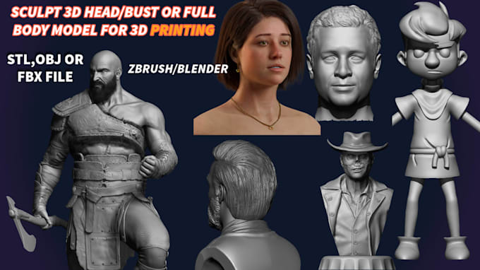 sculpt realistic 3d head model bust portrait face model statues for 3d printing