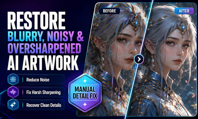 restore blurry noisy and over sharpened ai artwork