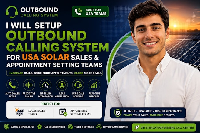 setup outbound calling system for USA solar sales and appointment setting teams