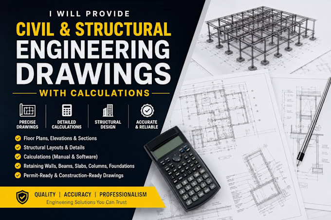provide civil and structural engineering drawings and calculations