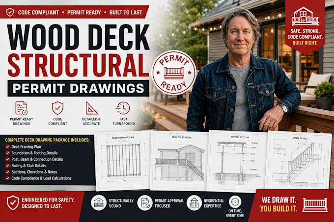 design wood deck structural permit drawings structural framing