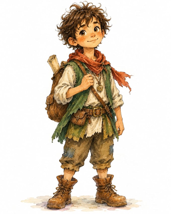 draw hand drawn childrens book character design with turnaround sheet pose sheet