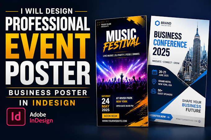 design professional event poster business poster in indesign