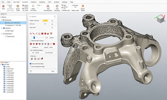 do reverse engineering, stl to cad, scan to cad, step file, parametric cad dfm