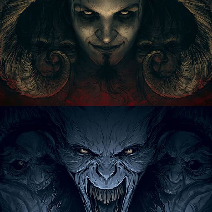 create realistic dark art horror illustrations
