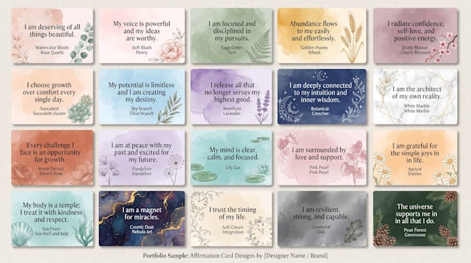 design printable custom affirmation cards brand business