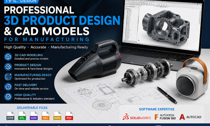 do product design, cad modeling  and manufacturing prototypes